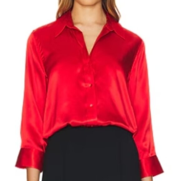 L’AGENCE Dani Silk Charmeuse Blouse in Red, Size M (NWT) - Picture 1 of 6